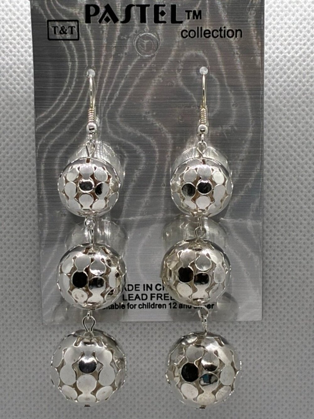 3For$20 Pastel Collection Silver Triple Openwork Ball Drop Earrings